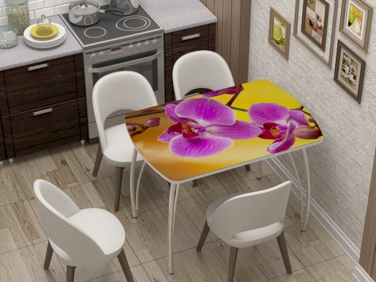 Стол кухонный бочонок фотопечать Орхидея