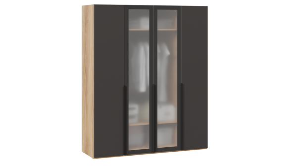 Шкаф для одежды 580 с 2 глухими и 2 стеклянными дверями Порто СМ-393.07.116